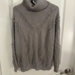 Willow Distressed Gray Turtleneck Sweater